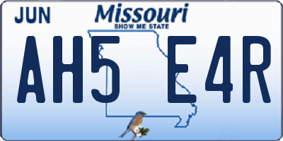 MO license plate AH5E4R