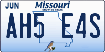 MO license plate AH5E4S