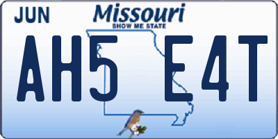 MO license plate AH5E4T