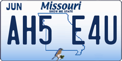 MO license plate AH5E4U