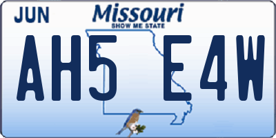 MO license plate AH5E4W