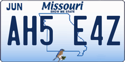 MO license plate AH5E4Z