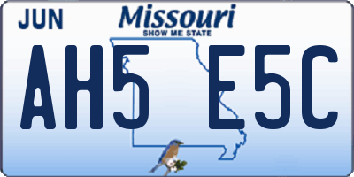 MO license plate AH5E5C
