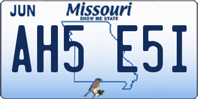 MO license plate AH5E5I