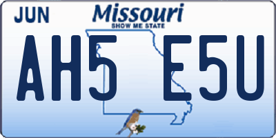 MO license plate AH5E5U