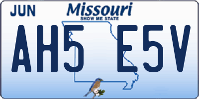 MO license plate AH5E5V