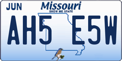 MO license plate AH5E5W