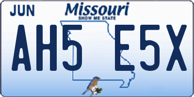 MO license plate AH5E5X