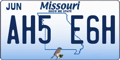 MO license plate AH5E6H