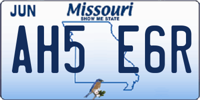 MO license plate AH5E6R