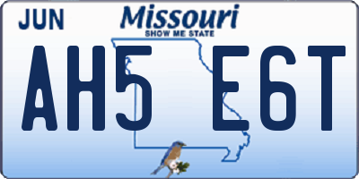 MO license plate AH5E6T