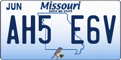MO license plate AH5E6V