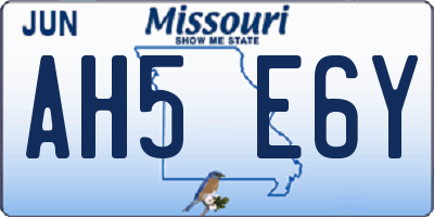 MO license plate AH5E6Y