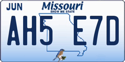 MO license plate AH5E7D