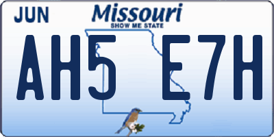 MO license plate AH5E7H