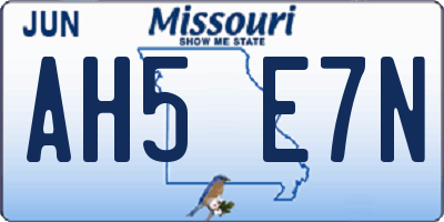 MO license plate AH5E7N