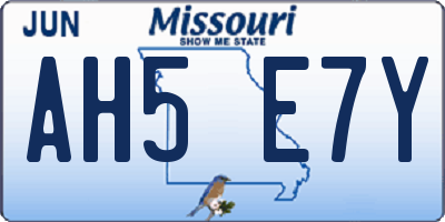 MO license plate AH5E7Y