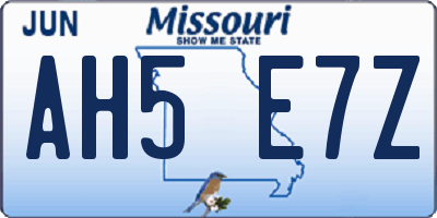 MO license plate AH5E7Z