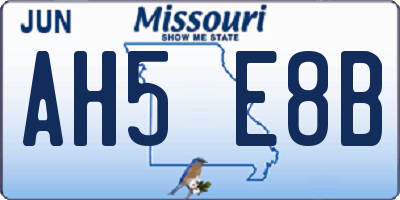 MO license plate AH5E8B