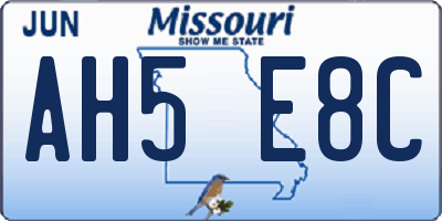 MO license plate AH5E8C