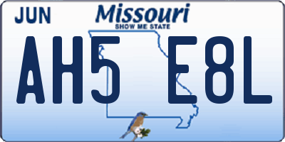 MO license plate AH5E8L