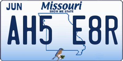MO license plate AH5E8R
