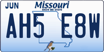 MO license plate AH5E8W