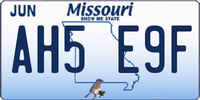 MO license plate AH5E9F