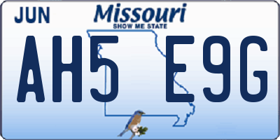 MO license plate AH5E9G
