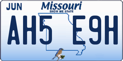 MO license plate AH5E9H