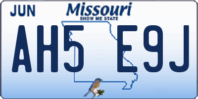 MO license plate AH5E9J
