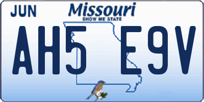 MO license plate AH5E9V