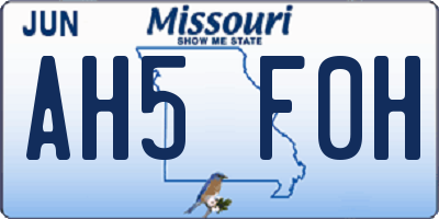 MO license plate AH5F0H