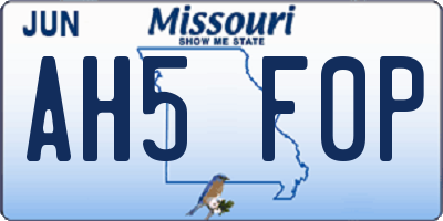 MO license plate AH5F0P