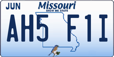 MO license plate AH5F1I