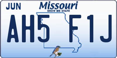 MO license plate AH5F1J
