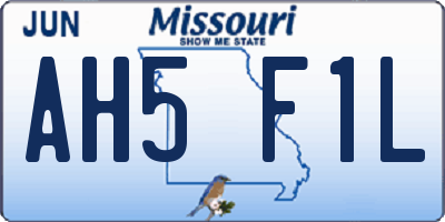 MO license plate AH5F1L