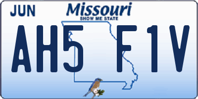 MO license plate AH5F1V