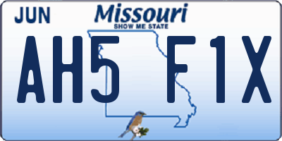 MO license plate AH5F1X