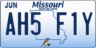 MO license plate AH5F1Y