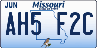 MO license plate AH5F2C