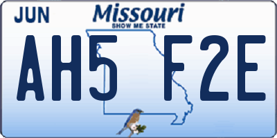 MO license plate AH5F2E