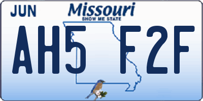 MO license plate AH5F2F