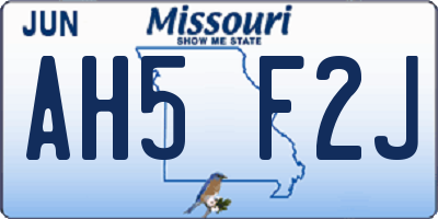 MO license plate AH5F2J
