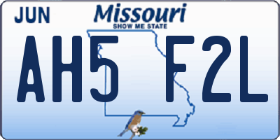 MO license plate AH5F2L
