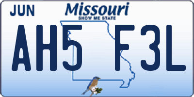 MO license plate AH5F3L