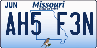 MO license plate AH5F3N