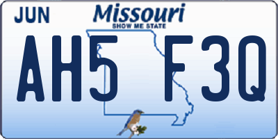 MO license plate AH5F3Q