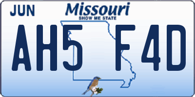 MO license plate AH5F4D