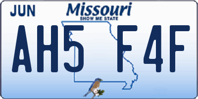 MO license plate AH5F4F